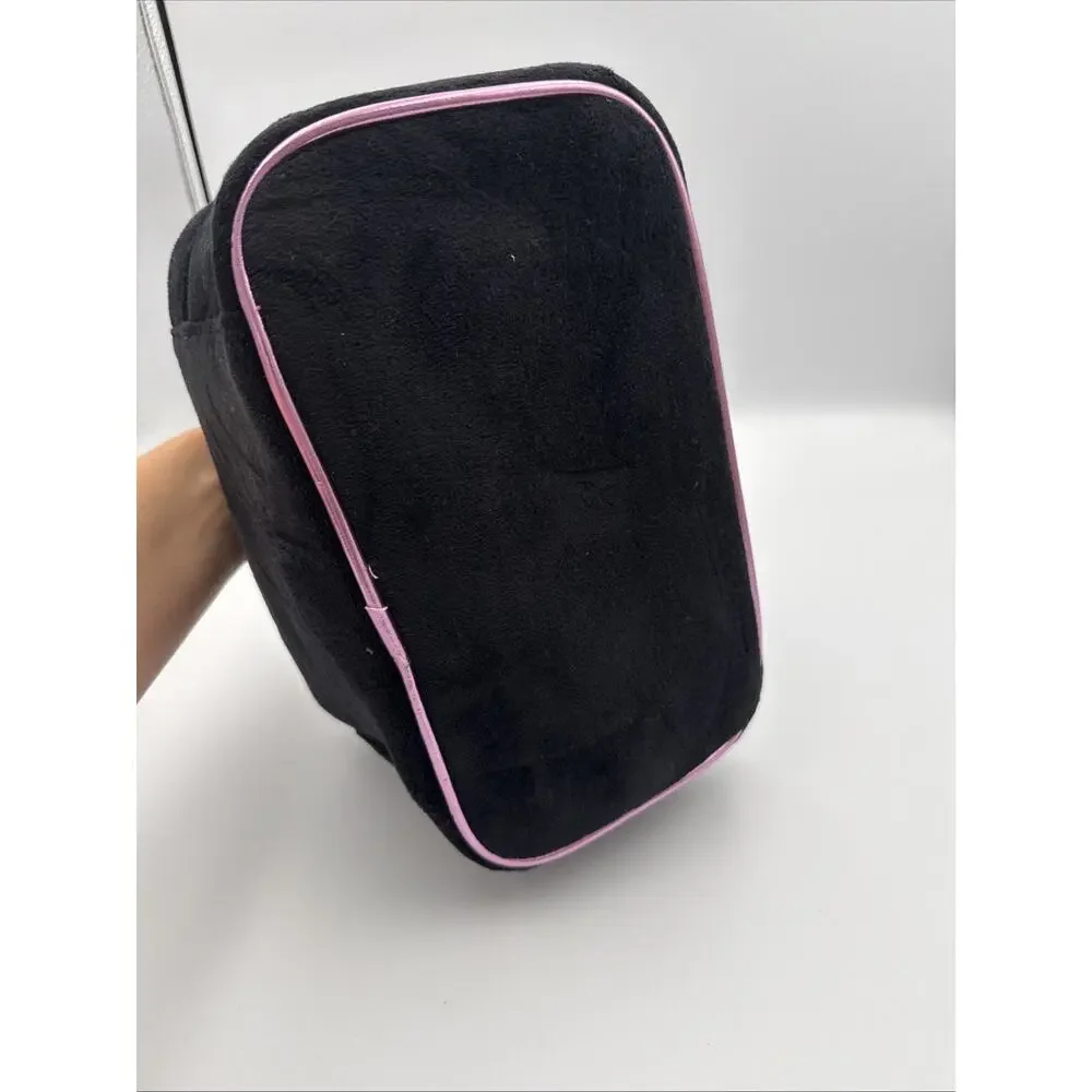 Juicy Couture Black Valour Rhinestone Makeup Bag Train Case Pink Handle NWT